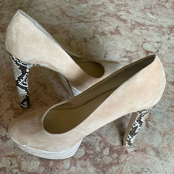 JESSICA SIMPSON NELLAH Platform Almond Suede Snakeskin Stiletto Women’s Size 8M - Picture 9 of 9